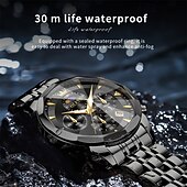 baratos Relógios Quartz-O Novo Relógio de Negócios Masculino Olevs com Pulseira de Aço Luminosa Crônometro Pequeno com Três Ponteiros Exibição de Dia da Semana Relógio de Quartzo Multifuncional Casual à Prova D'água