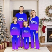 olcso gyerek karácsonyi pizsama-Családi nézés Karácsony Karácsonyi családi pizsama Pizsamák Családkészletek Grafika Gradiens Karácsonyi minta Otthon Nyomtatott Medence Sötétsárga Világoszöld Hosszú ujj Napi Hozzá illő ruhák