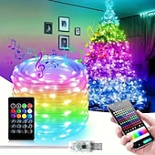 halpa USB-nauhavalot-Älykäs Kauko-ohjattava LED Keiju Narun Valot Tuki App Ohjaus USB Virtalähde 200/100/50 LED Musiikkisynkronointi RGB Värinvaihto Häät Koti Makuuhuone Juhlakoristeet