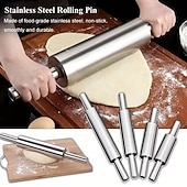 billiga Köksredskap och -apparater-förtjockad kavel i rostfritt stål med halkfritt handtag, professionell degrulle - kraftig, hållbar manuell pastamaskin lämplig för pizza, kakor, bakverk, pasta, lätt att rengöra och rostbeständig