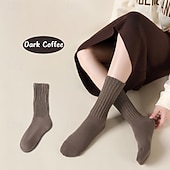 זול גרביים לבית-גרביים רפויות לנשים, גרבי מגפיים מרופדות לבנות, סרוגות עבות ואריכות ימים, אופנתיות רחוב, אופנתי, סתיו חורף, קז'ואל, ספורטיבי, חמים ונעימים, גרביים לנשים