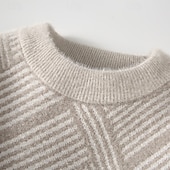 economico maglione pullover da uomo-Per uomo Felpa Maglione A Coste Maglia Top Regolari Lavorato a maglia Slim Fit A righe Girocollo Maglieria Contemporaneo Casuale Abbigliamento quotidiano Abbigliamento Autunno &amp; Inverno Nero Cachi M