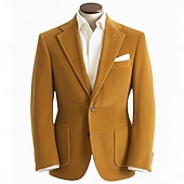 voordelige Blazer-Voor heren Corduroyjack Inkeping kraag Modieus Retro Klassiek Effen Blazer Zwart Geel Bordeaux Getailleerd Enkele rij knopen met twee knopen