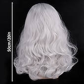 abordables Pelucas de fiesta-Peluca y barba largas y rizadas blancas para hombre, disfraz de anciano Papá Noel, mago o cosplay.
