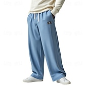 رخيصةأون ساق مستقيم-رجالي بنطال رياضي فضفاض بنطلونات سروال وافل رباط جيب مرونة الخصر سهل راحة رياضة في الهواء الطلق مناسب للبس اليومي موضة كاجوال أزرق أسود مرن نسبياً