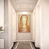 preiswerte Landschaftsgemälde-Handgemaltes Ölgemälde auf Leinwand, abstraktes Motiv einer Bogentür, Golden Avenue, Kunst für die Heimdekoration, auf Keilrahmen gespannt / gerolltes, rahmenloses Gemälde