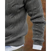 baratos suéter pulôver masculino-Homens Suéter Pulôver suéter Suéter de malha Estriado Tricotar Tops regulares Tricotado Côr Sólida Decote V Moda Roupa de rua Casual Roupa Diária Roupa Outono Inverno Preto Branco M L XL