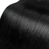 baratos 1 pacote de fios de cabelo humano-1 pacote Tecer Cabelo Cabelo Brasileiro Yaki Liso Extensões de cabelo humano Cabelo Humano Tecer 10-30 polegada Preta Riscas Naturais