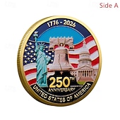  Памятные монеты к 250-летию – коллекционные монеты с изображением золотого американского флага и Колокола Свободы, прочные металлические юбилейные монеты для демонстрации, патриотические коллекционные монеты к полувековому юбилею.