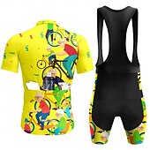 Χαμηλού Κόστους Ανδρικά σύνολα ένδυσης-Ανδρικά Φανέλα ποδηλασίας Αθλητική φανέλα και σορτς ποδηλασίας Κοντομάνικο Ποδηλασία Βουνού Ποδηλασία Δρόμου Καλοκαίρι Άνοιξη Κίτρινο Πορτοκαλί Πράσινο του τριφυλλιού Κινούμενα σχέδια Γεωμετρικό
