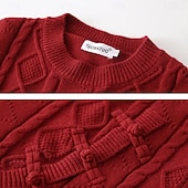 preiswerte Herrenpullover-Herren Weihnachtspullover Pullover Pullover mit Zopfmuster Strickpullover Gerippt Stricken Normale Oberteile Gestrickt Einfach Rundhalsausschnitt Vintage Mode Weihnachten Urlaub Bekleidung Herbst