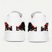 billiga Mäns julsandaler-Vita julskor för män med röda och guldfärgade ornament - snygga och bekväma skor för fester och högtider