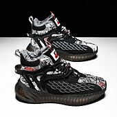 abordables Zapatillas Informales-Hombre Zapatillas de deporte Zapatos de Navidad Forro de Lana Zapatos para correr Zapatos de Paseo Casual Punto Cómodo Antideslizante Transpirable Botines / Hasta el Tobillo Cordones Negro Blanco Rojo