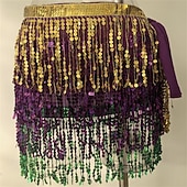 cheap Belly Dancewear-Samba Dancewear Belly Dance Performance Costume Sequin Tassel Hip Scarf Bead Waist Chain Indian Dance Performance Waist Scarf.l Performance Costume