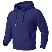 cheap Fleece Hoodie-Men's Hoodie Fleece Hoodie Fleece lined Hoodie Blue Apricot Black White Yellow Hooded Plain Kangaroo Pocket Casual Daily Sports &amp; Outdoor Polyester Streetwear Cool Sportswear All Seasons Clothing