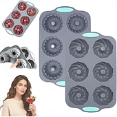 levne Formy na dorty-Forma na ledový věnec, vánoční forma na ledový věnec, vánoční silikonové formičky/tácky na kostky ledu ve tvaru vánočních kostek, 6dírková silikonová forma vhodná na kostky ledu, dorty, mýdlo,