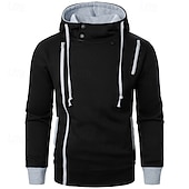 abordables sweats à capuche basiques pour hommes-Homme Sweat à capuche Noir Gris Clair Gris foncé À capuche Bloc de Couleur Patchwork Avec Poches Sport &amp; Loisir Quotidien Fête Polyester Streetwear Basique Occasionnel Automne Hiver Vêtement Tenue