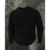 voordelige pullover voor heren-Voor heren Trui Gebreide trui Geribd Kabel breien Normale tops Gebreid Effen Strakke ronde hals Modern Modern eigentijds Casual Alledaagse kleding Kleding Herfst Winter Wit S M L