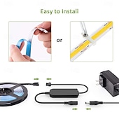 abordables Contrôle à distance-Ruban LED COB FCOB flexible haute densité 5 m (16,4 pi) 640 LED/m, température de couleur réglable 3000 K - 6000 K, IRC 90, intensité variable, pour chambre, cuisine, décoration intérieure, 24 V CC