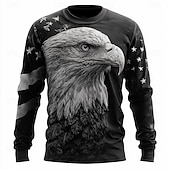  4. Juli 2026 250. Gedenktag Herren 3D Druck US-Flagge Rundhals Langarm T-Shirt Alltagsmode