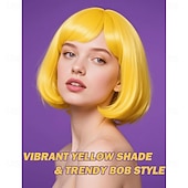 お買い得  カーニバルウィッグ-カーニバルウィッグ2026 ブロンド ピンク レッド ストレート ボブ ショート 合成フェスティバルウィッグ マルディグラ パレード コスプレ衣装ヘア のために 女性