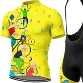 Χαμηλού Κόστους Ανδρικά σύνολα ένδυσης-Ανδρικά Φανέλα ποδηλασίας Αθλητική φανέλα και σορτς ποδηλασίας Κοντομάνικο Ποδηλασία Βουνού Ποδηλασία Δρόμου Καλοκαίρι Άνοιξη Κίτρινο Πορτοκαλί Πράσινο του τριφυλλιού Κινούμενα σχέδια Γεωμετρικό