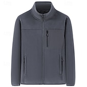 voordelige Sportjacket-Voor heren Winterjack Fleecejack Vrijetijdsjas Vakantie Dagelijks Thermisch Warm Zak Fleece Herfst winter Effen Modieus Streetwear Opstaand Normaal Zwart Rood Khaki Leger Groen Donkerblauw Jacks