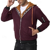 baratos Men's Jackets &amp; Coats-Men's Winter Jacket Casual Jacket Hoodied Jacket Outdoor Casual Pocket Quilted Winter Fall &amp; Winter Color Block Streetwear Daily Hooded Regular Black Burgundy Navy Blue Khaki Army Green Jacket