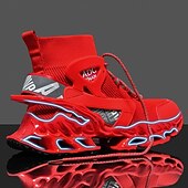 economico Scarpe da Corsa per Uomini-sneakers da uomo in rete rossa: design leggero con supporto ammortizzato, ideali per lo shopping natalizio e le occasioni festive