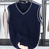 preiswerte Herren Pullover Weste-Herren Pullunder Kleid Pullover Pullover Weste Strickpullover Gerippt Stricken Normale Oberteile Gestrickt Einfach V Ausschnitt Mode Lässig Urlaub Alltagskleidung Bekleidung Herbst Winter Schwarz Rote