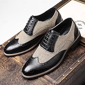 Χαμηλού Κόστους Μπρογκ παπούτσια-Κλασικά καφέ δερμάτινα παπούτσια για άνδρες με τρύπες – κομψά επίσημα υποδήματα για χριστουγεννιάτικα δείπνα και ειδικές περιστάσεις