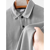 お買い得  Polo classica da uomo-Men's Waffle Polo Shirts Textured Casual Sports Lapel Ribbed Polo Collar Short Sleeve Fashion Basic Plain Classic Plain Summer Spring Regular Fit White Waffle Polo Shirts