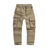 baratos Calças Cargo-Homens Calças Cargo Calças Bolso multi Tecido A Prova de Vento Vestível Comprimento total Ao ar livre Diário Acampar e Caminhar Roupa de rua à moda Exército verde Preto