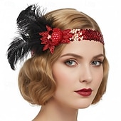 abordables Accessoires et plus-Années Folles Années 1920 Serre Tête Flapper Coiffure Accessoires pour Cheveux Gatsby le Magnifique Fille Flapper Plume Déguisement Femmes Noël Carnaval Mascarade Soirée à thème rétro Danse Charleston