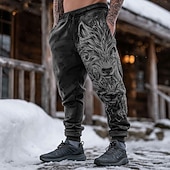 abordables jogging-Homme Animal Loup Viking Joggings Pantalon Jogger Pantalons Taille Moyenne Taille élastique à cordon Vintage Rétro Extérieur Camping &amp; Randonnée Chasse Pantalon de survêtement athlétique avec poches