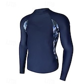 billige One Pieces Rash Guards-Herre Rash-guard Svømmeskjorte UPF50+ Hurtigtørkende Lettvekt Langermet Ikke-Klø Klær Badedrakt Surfing Strand Vannsport Svømming Lapper Sommer