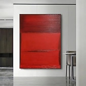 baratos Pinturas Abstratas-Pintura a óleo artesanal em tela, arte de parede abstrata com textura vermelha, decoração para sala de estar, hall de entrada, decoração para casa, pintura enrolada sem moldura e sem esticar.