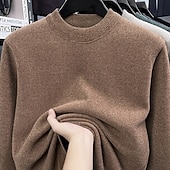 preiswerte Herrenpullover-Herren Pullover Strickpullover Gerippt Stricken Normale Oberteile Gestrickt Fleece Einfach Rundhalsausschnitt Mode Basic Urlaub Alltagskleidung Bekleidung Herbst Winter Schwarz Grün M L XL