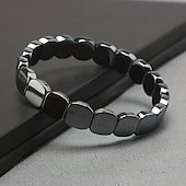 cheap Home Supplies-Men's Hematite Bracelet, Natural Stone Beaded Elastic with Stones, Minimalist Durable Everyday Casual Wear, for Formal Events &amp; Casual Attire, Year-Round Elegant Beaded Bracelet, Jewelry Gift