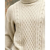 abordables Pull col rond-Homme Pull Pull Tricoté Côtelé Tricoter Hauts Réguliers Tricoté Uni Col roulé Mode Streetwear Occasionnel Tenue quotidienne Vêtement Tenue Automne Hiver Noir Marine foncé M L XL