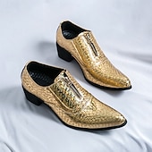 お買い得  オックスフォードシューズ-メンズ ブルー パテントレザー クロコダイルプリント ジッパー シューズ - イブニングウェアや高級な集まりに最適な高級フットウェア