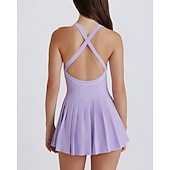 economico Abbigliamento Tennis da donna-Per donna Tinta unita Gonne a pieghe Abito sportivo Vestito all'americana Reggiseno incorporato Traspirante Tennis Atletico Corsa Vestito Nero Bianco Giallo Abbigliamento da tennis