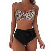 זול טנקיני וביקיני לגלישה-בגדי ריקוד נשים בגד ים מקומט סטים של ביקיני בגדי ים אחיד בגדי ים ורוד בהיר שחור נושם ללא שרוולים - גלישה חוף שחייה קיץ