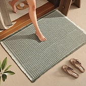 levne Koupelnová rohož-Vaflová koupelnová předložka, boho koupelnové koberečky, protiskluzové, pratelné, super savé a rychleschnoucí, malé koupelnové předložky, farmářská koupelnová dekorace, 18'' x 30'', khaki a bílá
