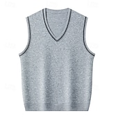 preiswerte Herren Pullover Weste-Herren Pullunder Kleid Pullover Pullover Weste Strickpullover Gerippt Stricken Normale Oberteile Gestrickt Einfach V Ausschnitt Mode Lässig Urlaub Alltagskleidung Bekleidung Herbst Winter Schwarz Rote