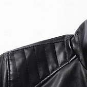 cheap Faux Leather Jackets-Men's Faux Leather Jacket Winter Jacket Fleece Jacket Casual Jacket Outdoor Casual Thermal Warm Pocket Fall Winter Plaid Streetwear Casual Hooded Regular Black Brown Jacket