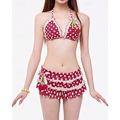 tanie Tankini i bikini do surfingu-Damskie Zestawy bikini Strój kąpielowy Kąpielówki Solidne kolory Stroje kąpielowe Czerwony Oddychający Bez rękawów - Surfing Plaża Pływacki Lato