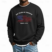 tanie Wzór flagi-Męskie Graficzny Amerykańska flaga USA Bluzy Sport Moda Codzienny Klasyczny Długi rękaw Półgolf Na zewnątrz Urlop Czarny Biały Czerwony Jasnoszary Drukowanie Wiosna Jesień Projektant S M L XL XXL XXXL