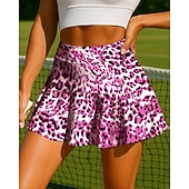 preiswerte Damenröcke &amp; Skorts-Damen Tiermotiv Leopard Lässiger Rock Tennisröcke Patchwork Tasche 2 in 1 UPF50+ UV-beständig Mehrlagig Volleyball Tennis Badminton Shorts Rock Blau Purpur Dunkelblau Tennisbekleidung