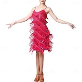 levne Cvičební šaty-Samba Dancewear Ženské salsa latinské taneční šaty se třásněmi a flitry kostým pro ballroom tanec na karneval